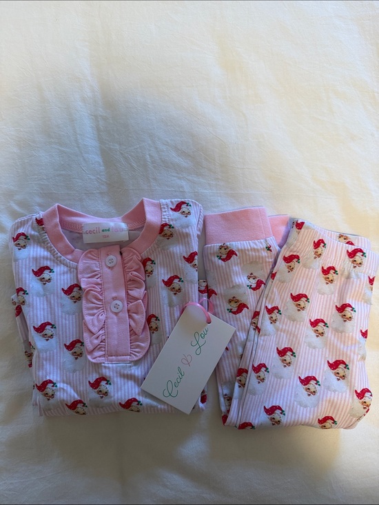 Cecil And Lou Other - Cecil and Lou Girls' Pink Santa Christmas Print Pajama Set